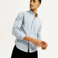 Men's Redloop Checkered Light Blue Slim Fit Shirt - Elevated View