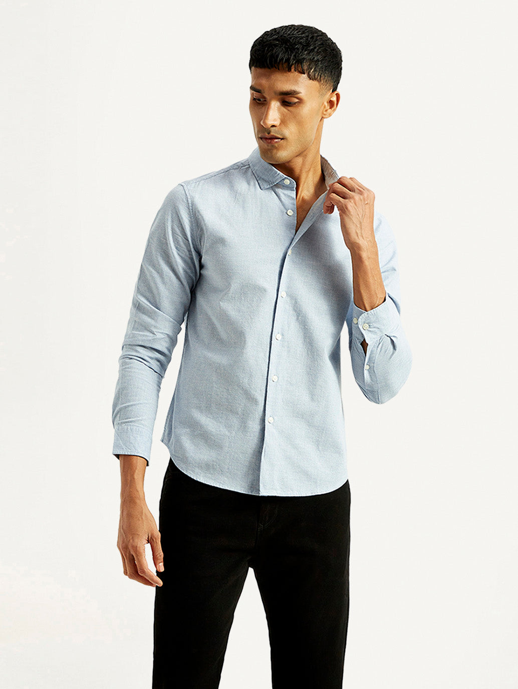 Men's Redloop Checkered Light Blue Slim Fit Shirt - Styleshot View