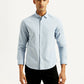 Men's Redloop Checkered Light Blue Slim Fit Shirt - Front View