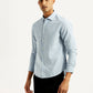 Men's Redloop Checkered Light Blue Slim Fit Shirt - Side View