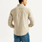 Men's Checkered Peach Slim Fit Shirt - Back View