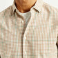 Men's Checkered Peach Slim Fit Shirt - Detail View