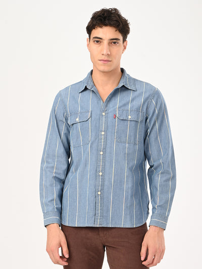 Men's Striped Slim Fit Shirt-image-4