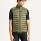 Men's Quilted Olive Slim Fit Puffer Jacket - Front View