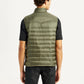 Men's Quilted Olive Slim Fit Puffer Jacket - Back View