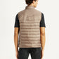 Men's Quilted Taupe Slim Fit Puffer Jacket - Back View
