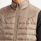 Men's Quilted Taupe Slim Fit Puffer Jacket - Detail View