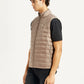 Men's Quilted Taupe Slim Fit Puffer Jacket - Side View