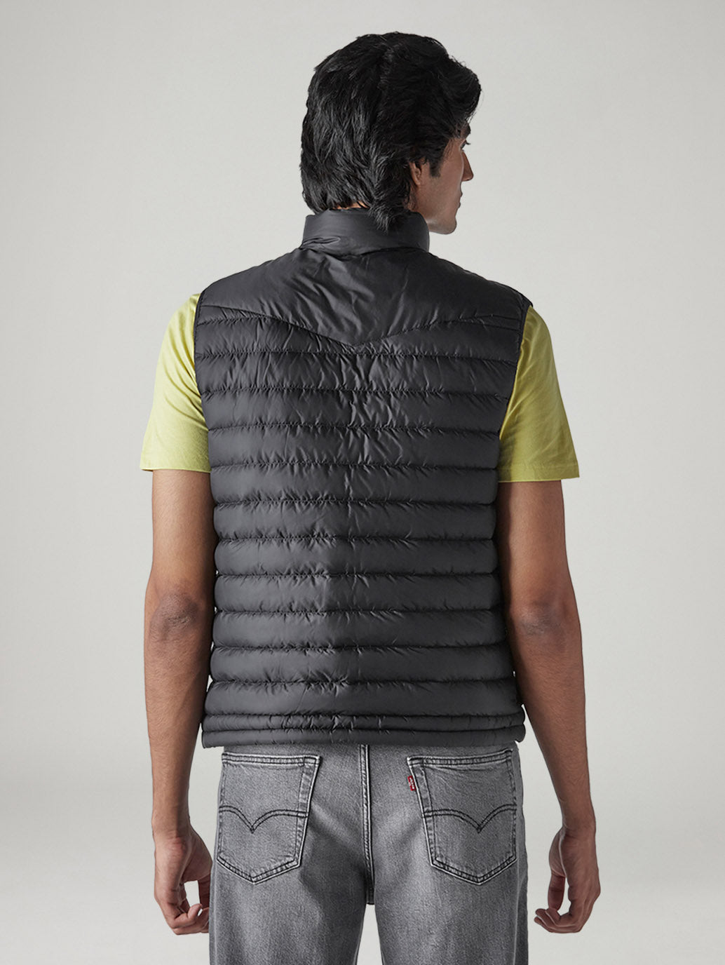Men's Quilted Slim Fit Puffer Jacket - Back View