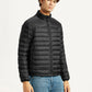 Men's Quilted Black Slim Fit Puffer Jacket - Side View