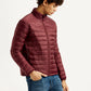 Men's Solid Maroon Puffer Jacket - Side View