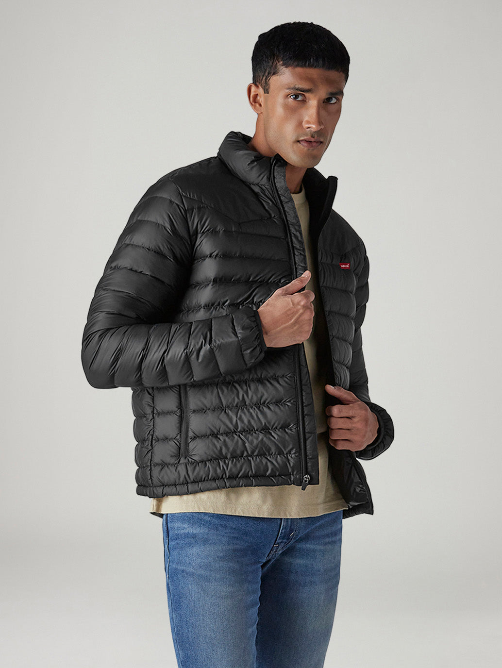 Men's Quilted Slim Fit Puffer Jacket - Styleshot View