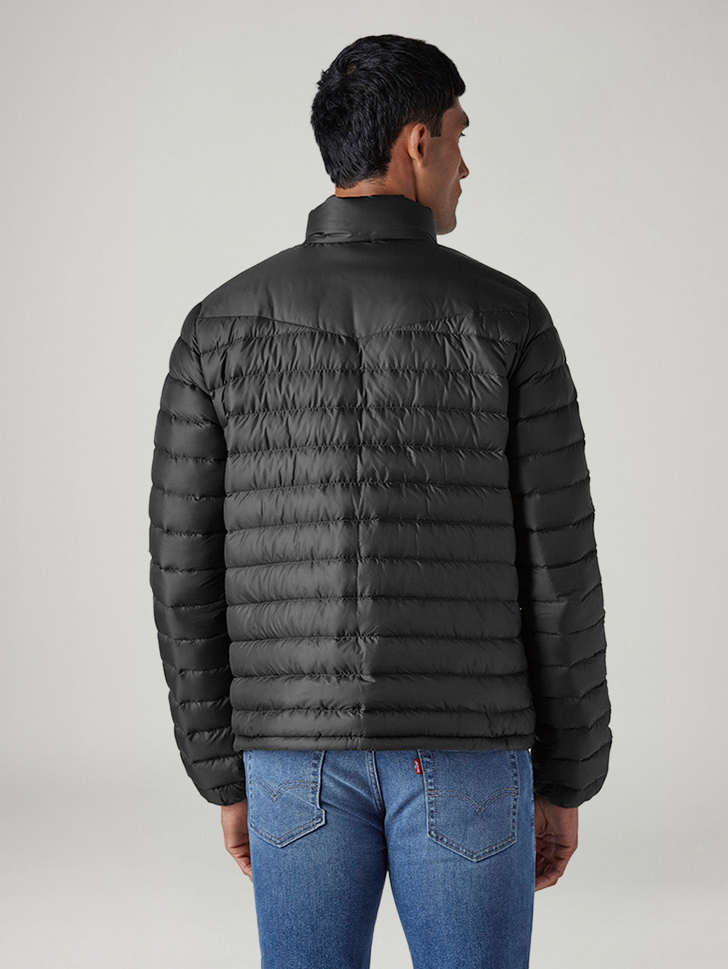 Men's Quilted Slim Fit Puffer Jacket - Back View