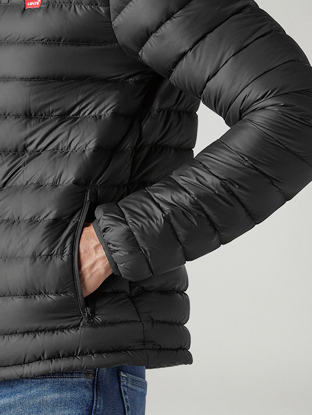Men's Quilted Slim Fit Puffer Jacket - Detail View