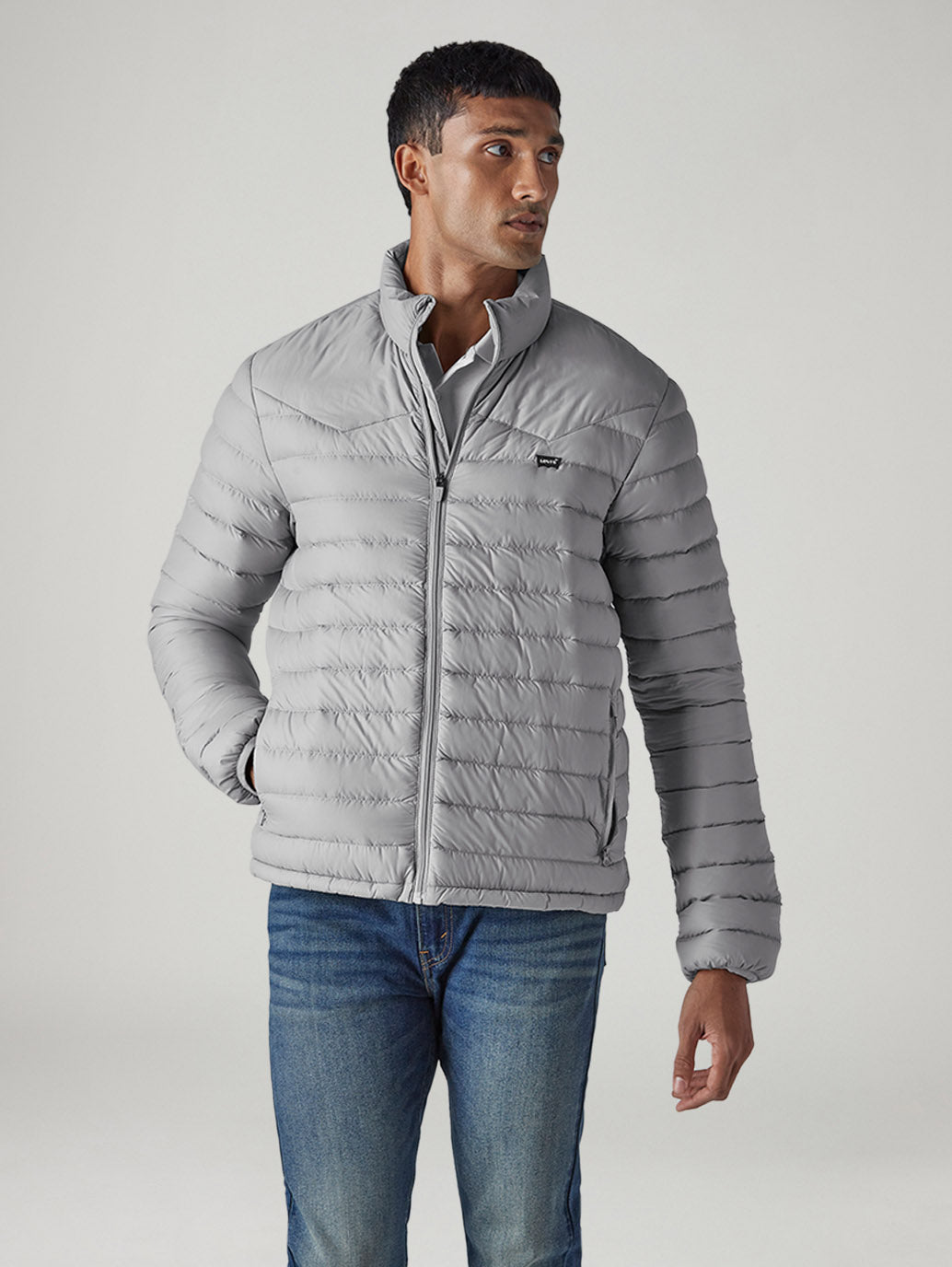 Men's Quilted Slim Fit Jacket - Front View