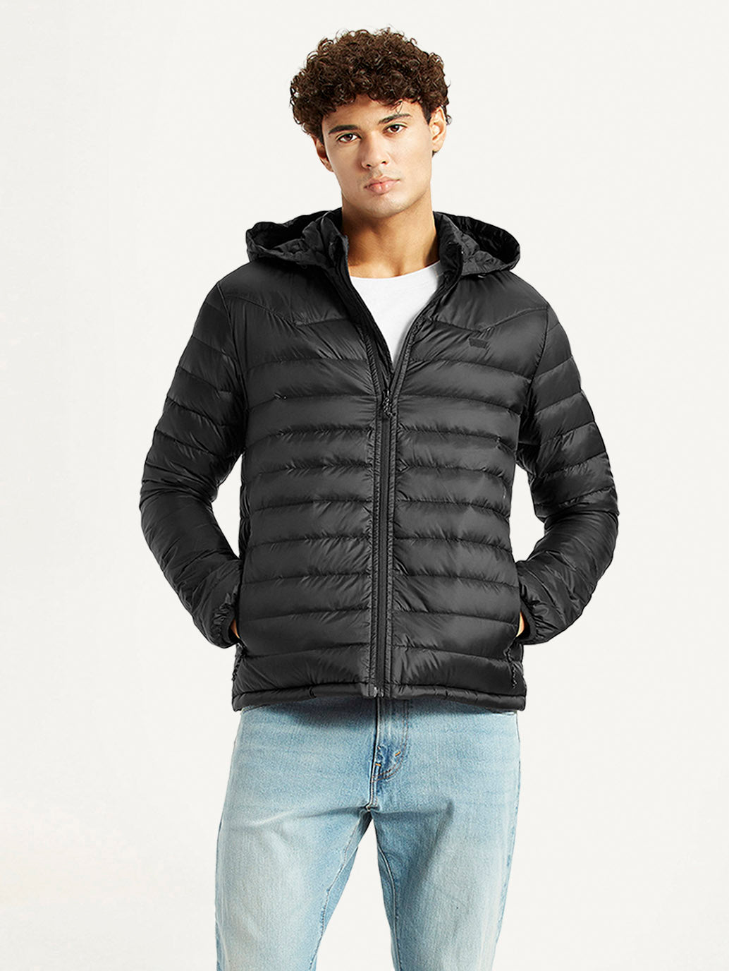 Men's Quilted Black Slim Fit Puffer Jacket
