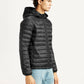Men's Quilted Black Slim Fit Puffer Jacket - Side View