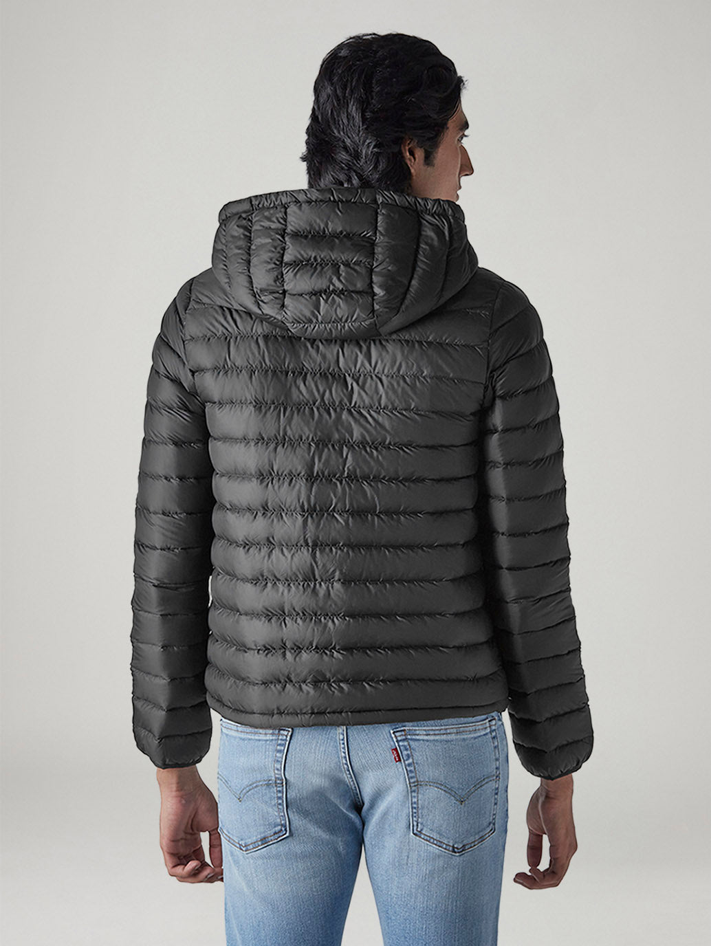 Men's Quilted Slim Fit Puffer Jacket - Back View