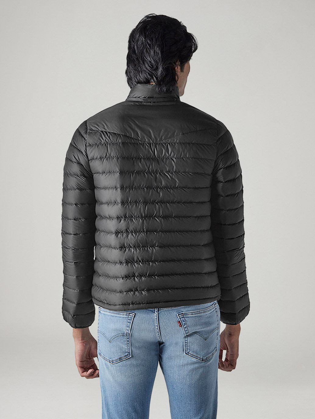 Men's Quilted Slim Fit Puffer Jacket - Back View