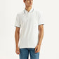 Men's Solid White Slim Fit Polo T-shirt - Front View