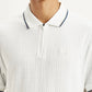Men's Solid White Slim Fit Polo T-shirt - Detail View