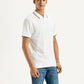 Men's Solid White Slim Fit Polo T-shirt - Side View