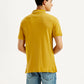 Men's Solid Yellow Slim Fit Polo T-shirt - Back View