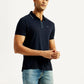 Men's Solid Navy Slim Fit Polo T-shirt - Styleshot View
