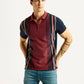 Men's Striped Maroon Slim Fit Polo T-shirt - Styleshot View