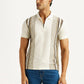 Men's Striped Off White Slim Fit Polo T-shirt - Styleshot View