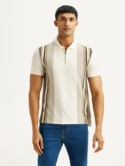 levi's Men's Striped Off White Slim Fit Polo T-shirt-picture-22