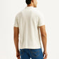 Men's Striped Off White Slim Fit Polo T-shirt - Back View