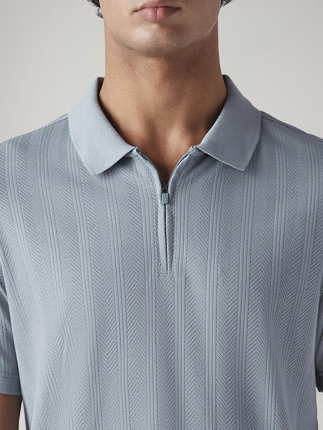 Men's Textured Slim Fit Jacquard Polo T-Shirt - 20 View