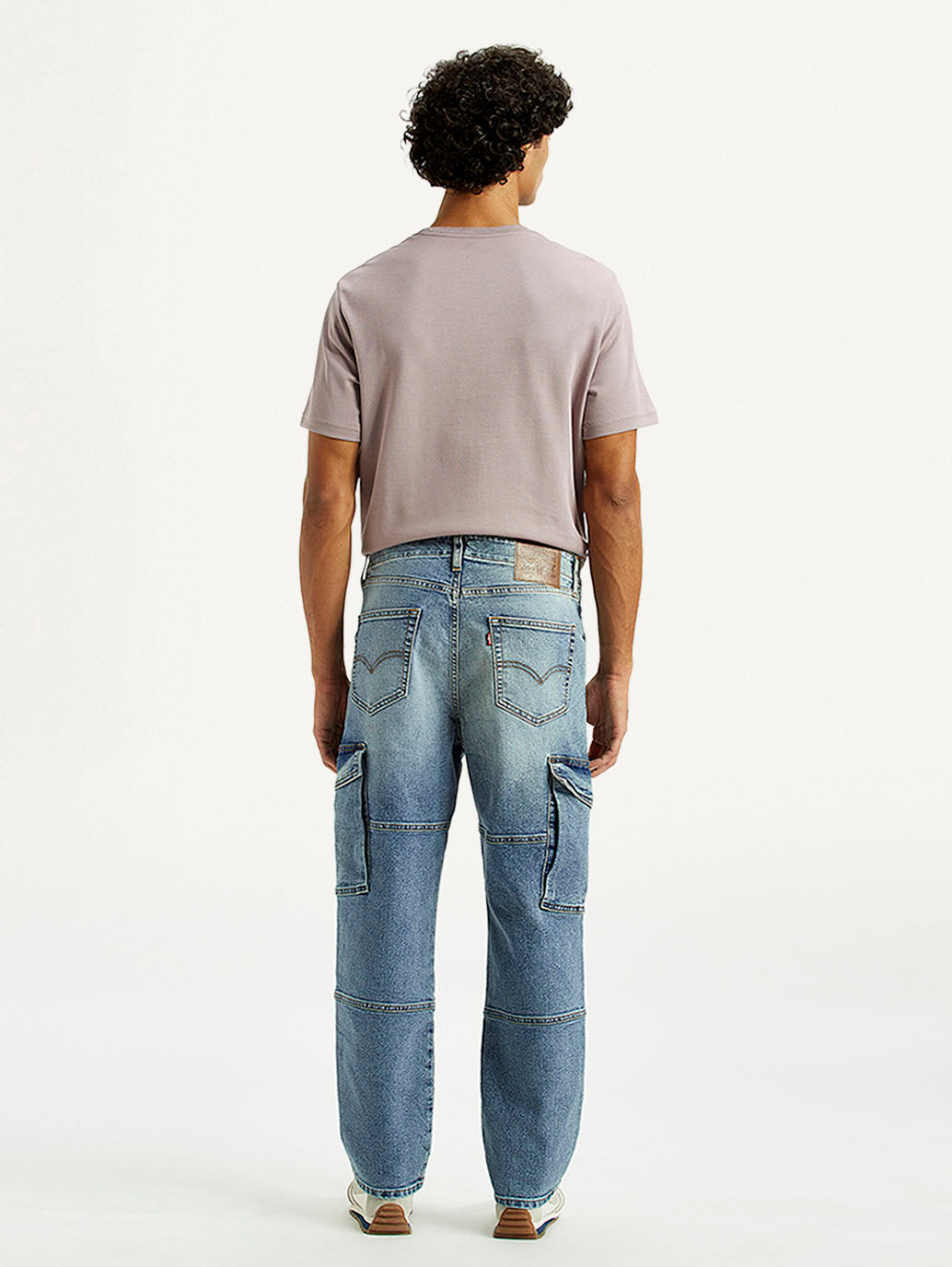 Men's 568 Mid Indigo Loose Fit Mid Rise Cargo Jeans - Back View