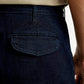 Men's Dark Indigo Tapered Fit Denim Cargo Trousers - Detail View