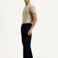 Men's Dark Indigo Tapered Fit Denim Cargo Trousers - Side View
