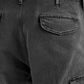 Men's Black Tapered Fit Mid Rise Cargo Jeans - Detail View