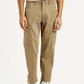 Men's Khaki Overdyed Tapered Fit Mid Rise Cargo Trousers - Front View