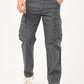 Men's Grey Tapered Fit Mid Rise Overdyed Cargos - jpg View
