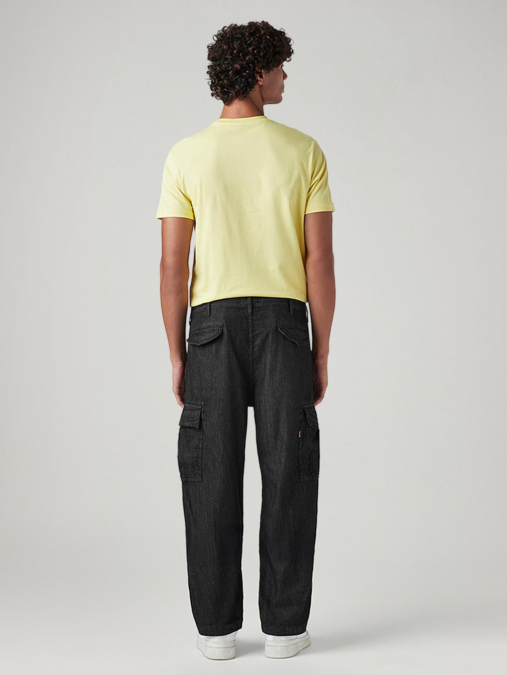 Men's 568 Black Loose Fit Mid Rise Cargos - Back View