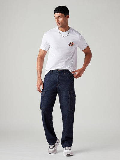 Men's 568 Dark Blue Loose Fit Mid Rise Cargos