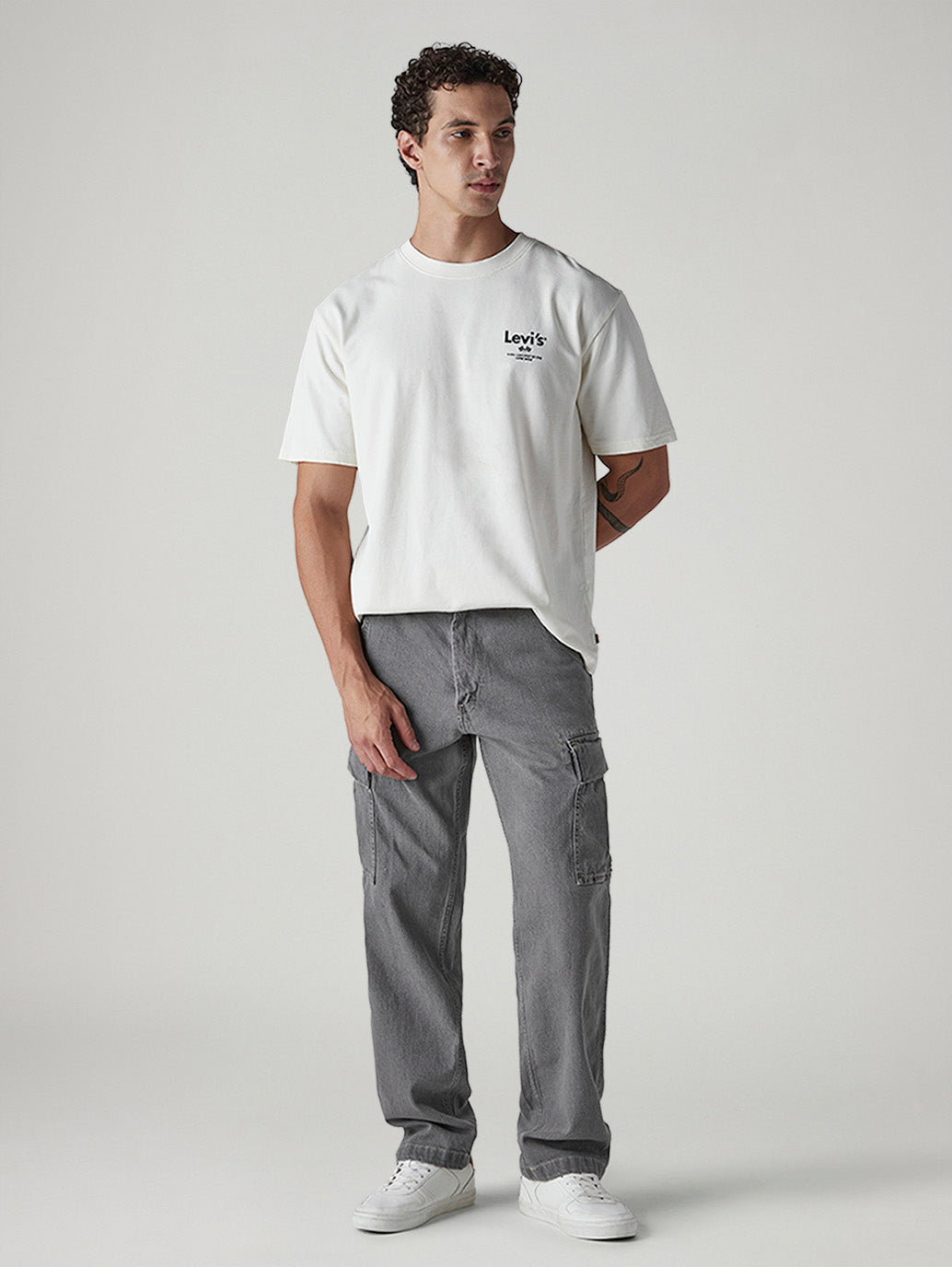 Men's 568 Grey Loose Fit Mid Rise Cargos