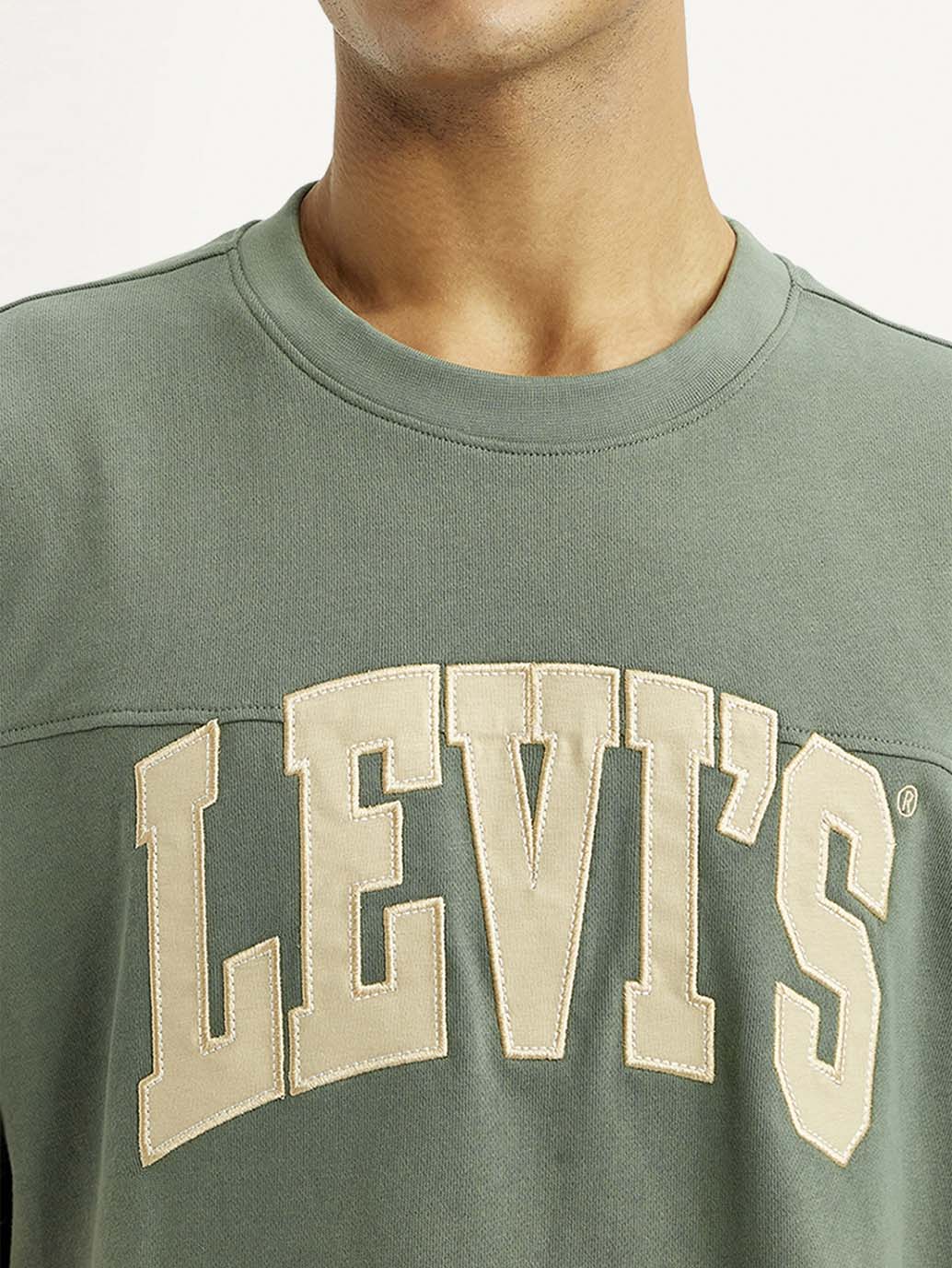 Men's Brand Logo Green Loose Fit T-shirt - Detail View