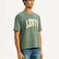 Men's Brand Logo Green Loose Fit T-shirt - Side View