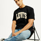 Men's Brand Logo Black Loose Fit T-Shirt - Elevated View