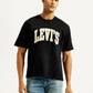 Men's Brand Logo Black Loose Fit T-Shirt - Front View