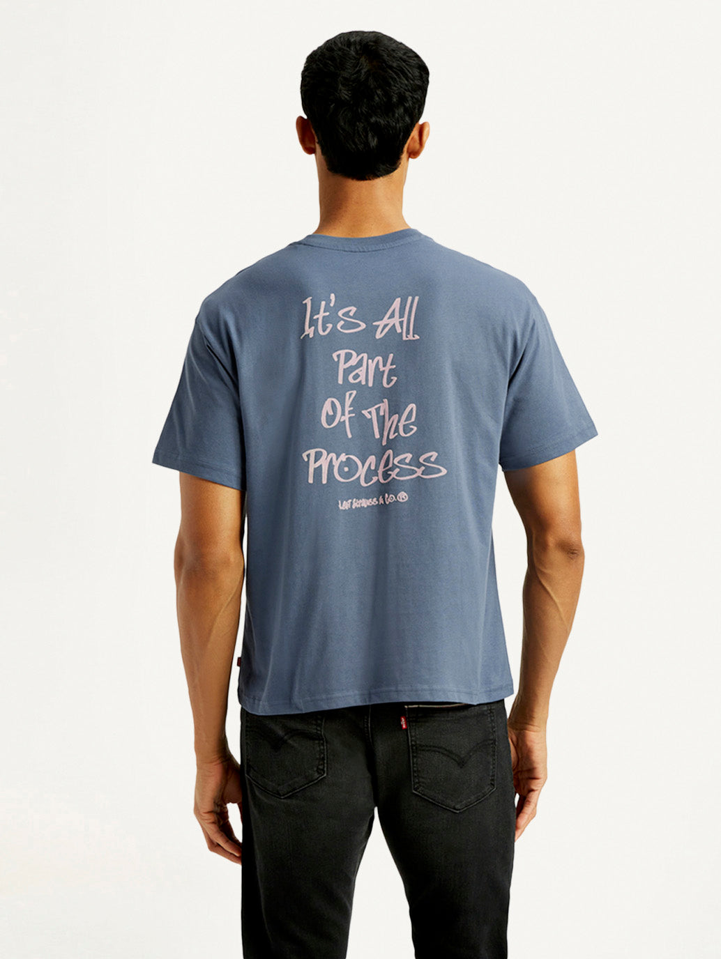 Men's Brand Logo Boxy Fit T-shirt - Back View