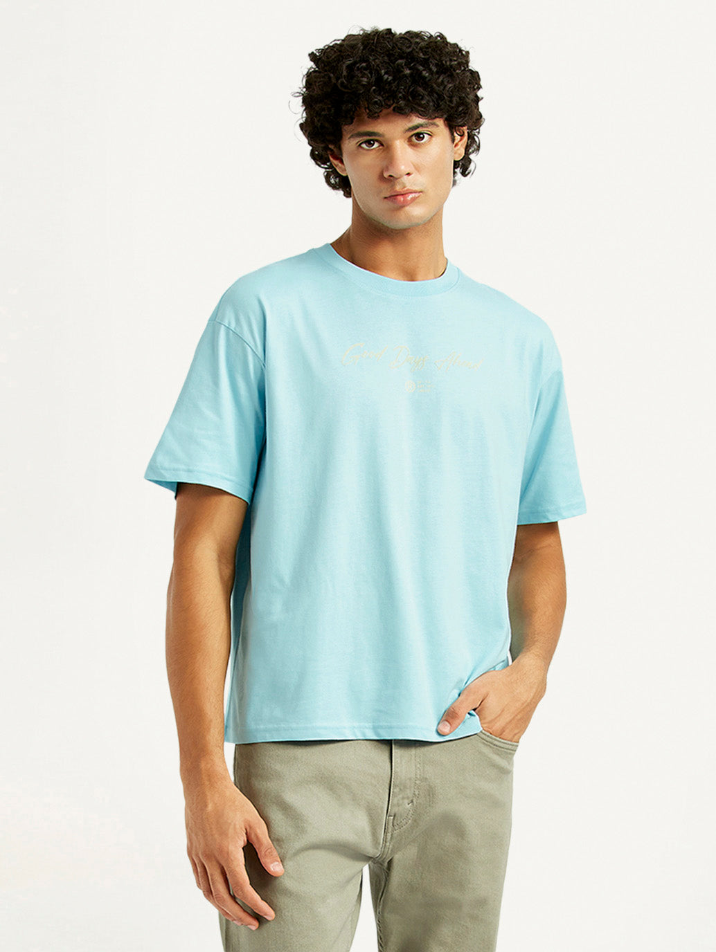 Men's Typographic Print Loose Fit T-shirt - Styleshot View