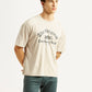 Men's Graphic Print Beige Boxy T-shirt - Styleshot View
