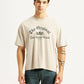 Men's Graphic Print Beige Boxy T-shirt - Front View